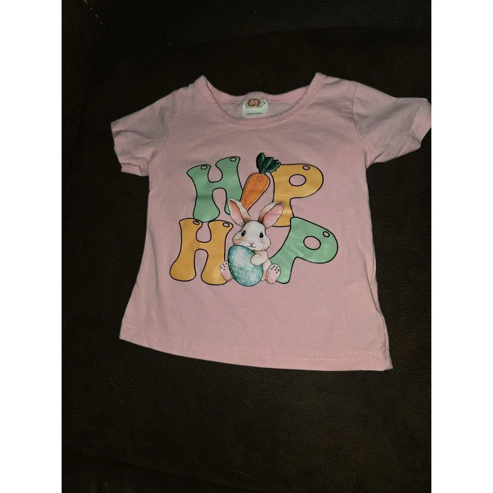 Boutique spring Easter bunny hip hop‎ carrot outfit top leggings 80 12 18 months
